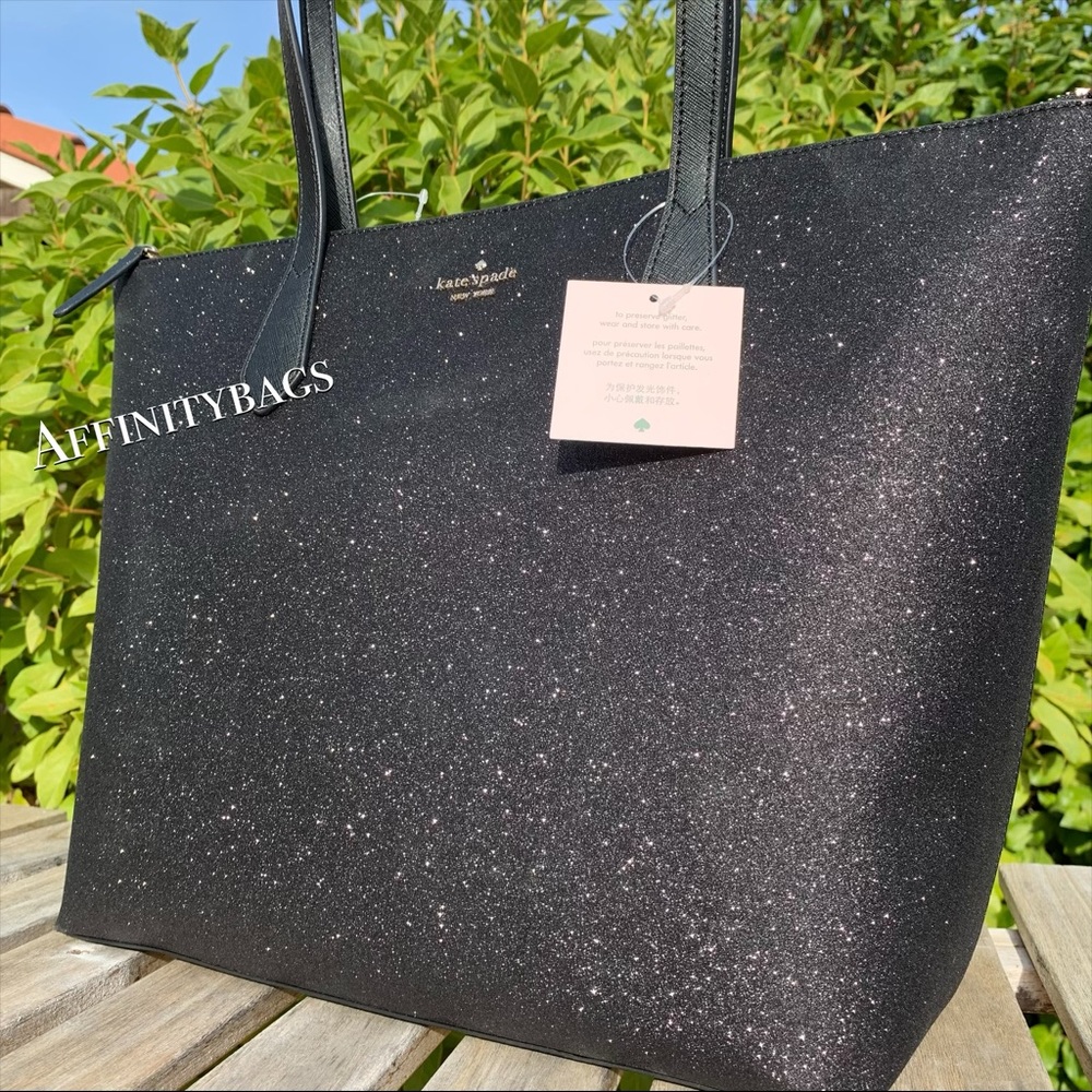 Kate spade large joeley Black glitter Holiday Tote - Picture 4 of 8